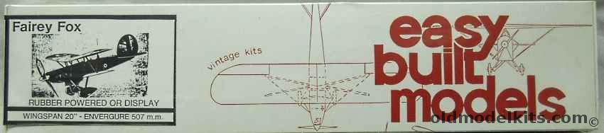 Easy Built Models Fairey Fox - 20 inch Wingspan for Free Flight or R/C Conversion, FF-33 plastic model kit